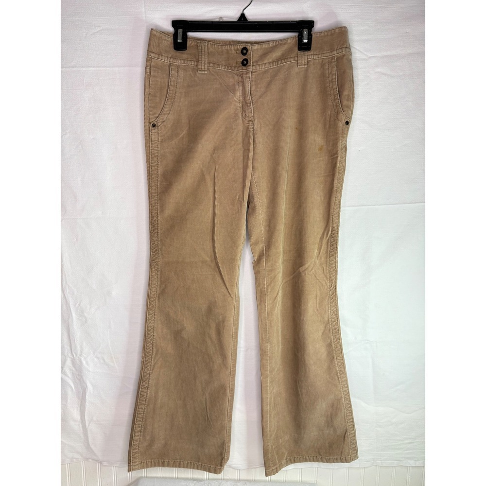 Ann Taylor Tan Corduroy Pants Modern Fit Lindsay Waist Wide Leg Size 8
